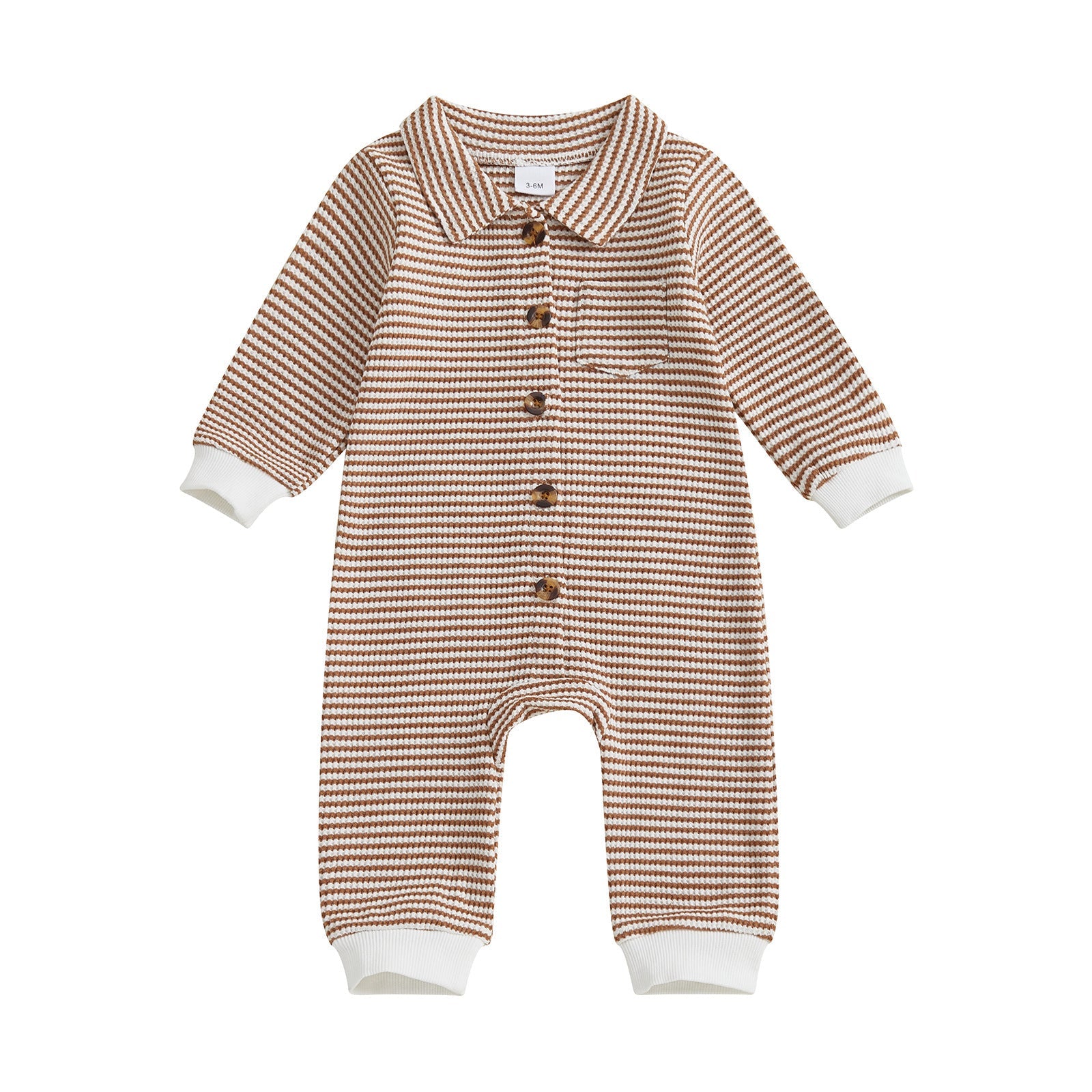 Babies' Jumpsuit Front Open Single-breasted Knitted Long Sleeve