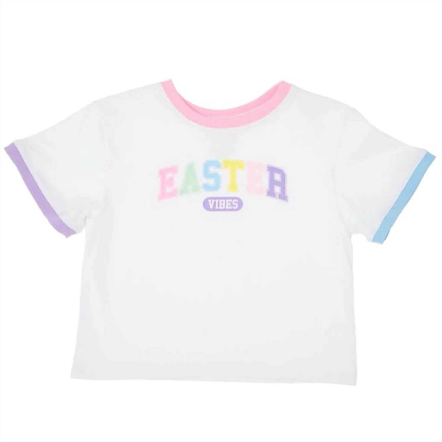 Girl's Easter Vibes Ringer Boxy Tee