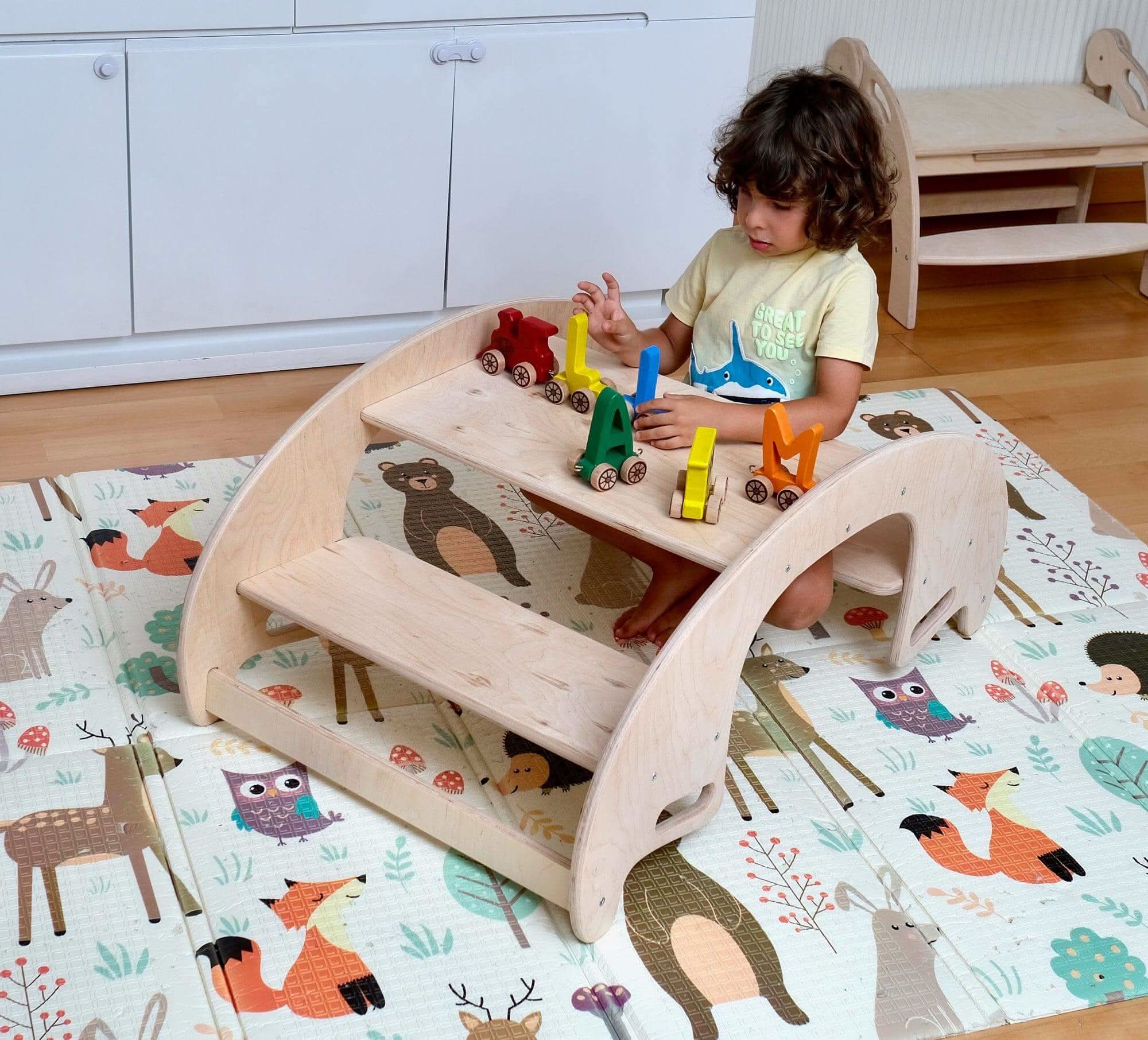 2in1 Montessori Seesaw and Table Chair Set