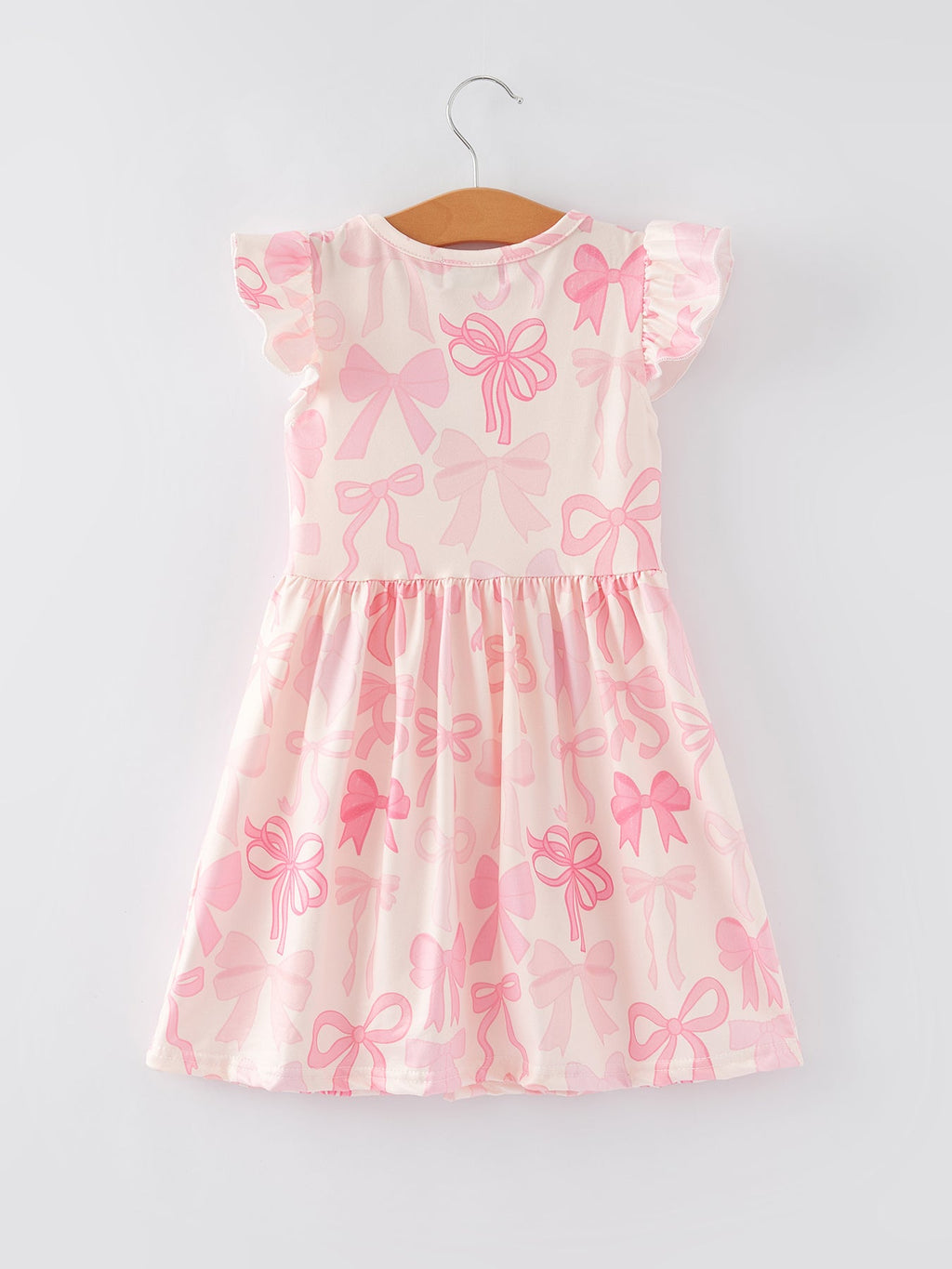 Bow Print Flying Sleeve Girls Dress