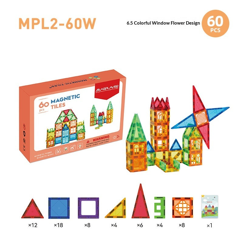 65cm Colorful Window Childrens Magnetic Building Toy  Educational Magnetic Blocks