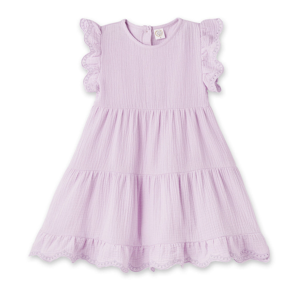 Lavender Eyelet Flutter Sleeve Gauze Easter Dress