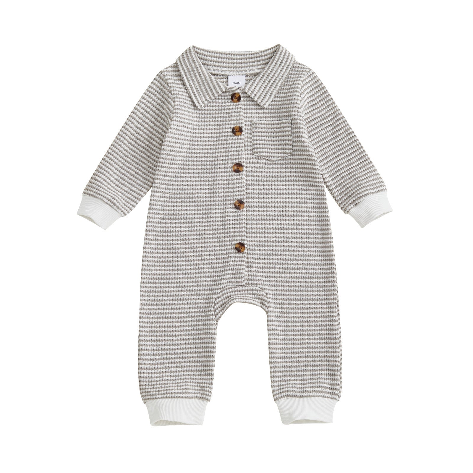 Babies' Jumpsuit Front Open Single-breasted Knitted Long Sleeve