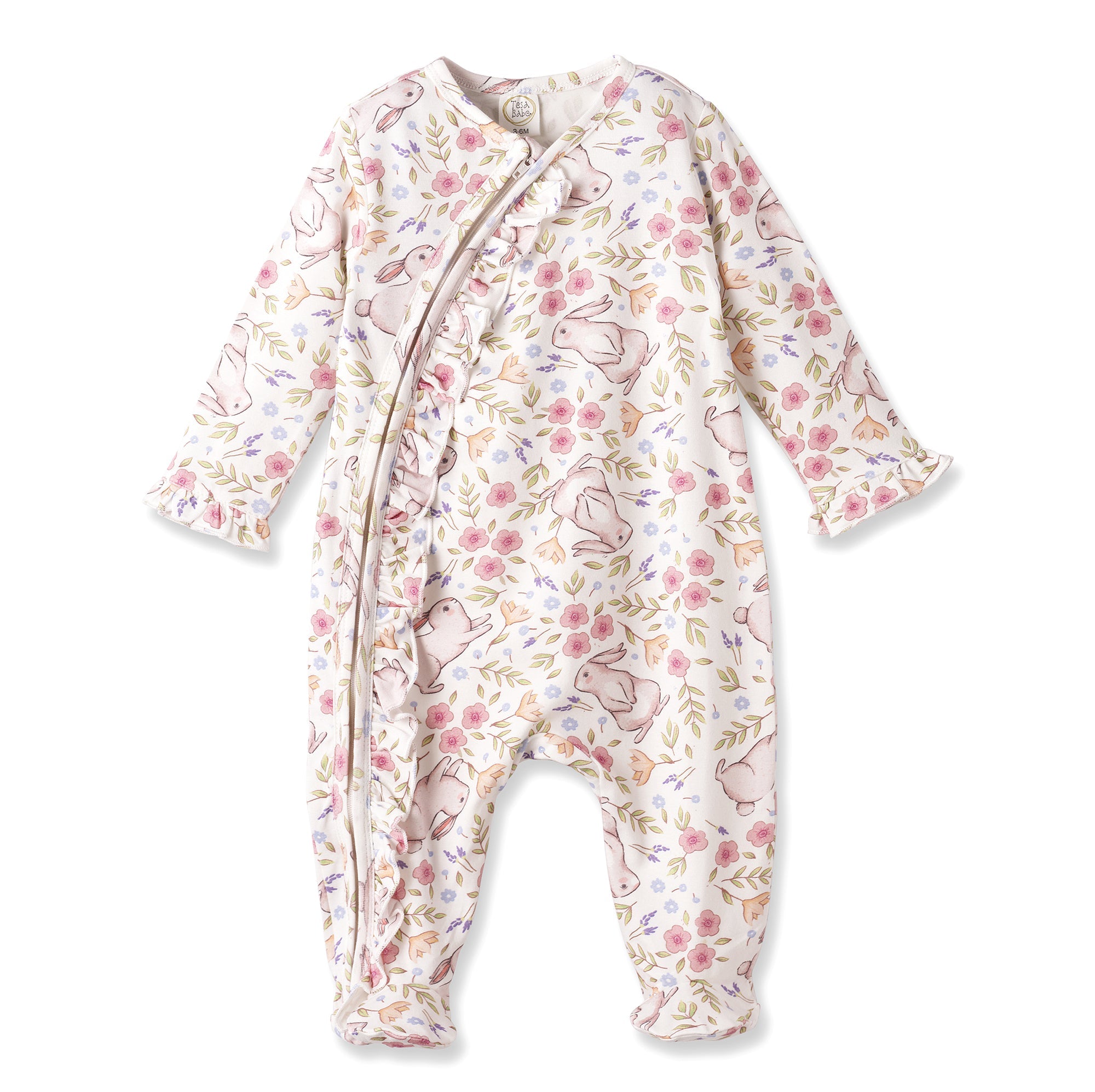 Bunny Blooms Soft Bamboo Zipper Romper for Easter