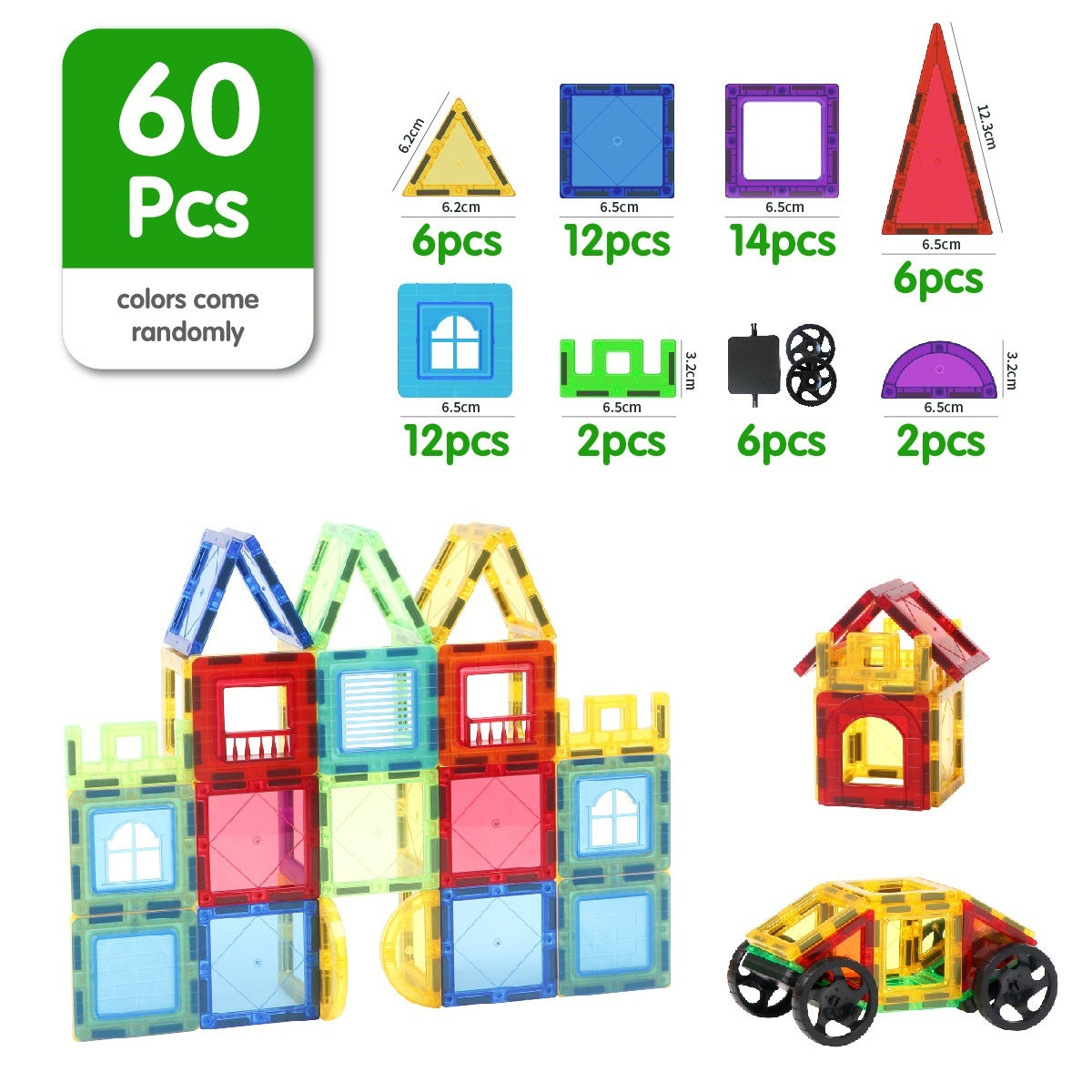 65cm Colorful Window Childrens Magnetic Building Toy  Educational Magnetic Blocks