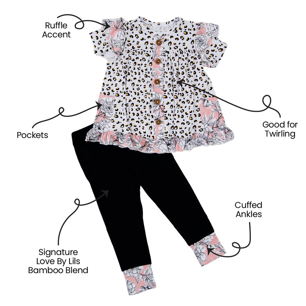 Allie Bamboo Short Sleeve Peplum + Legging Set