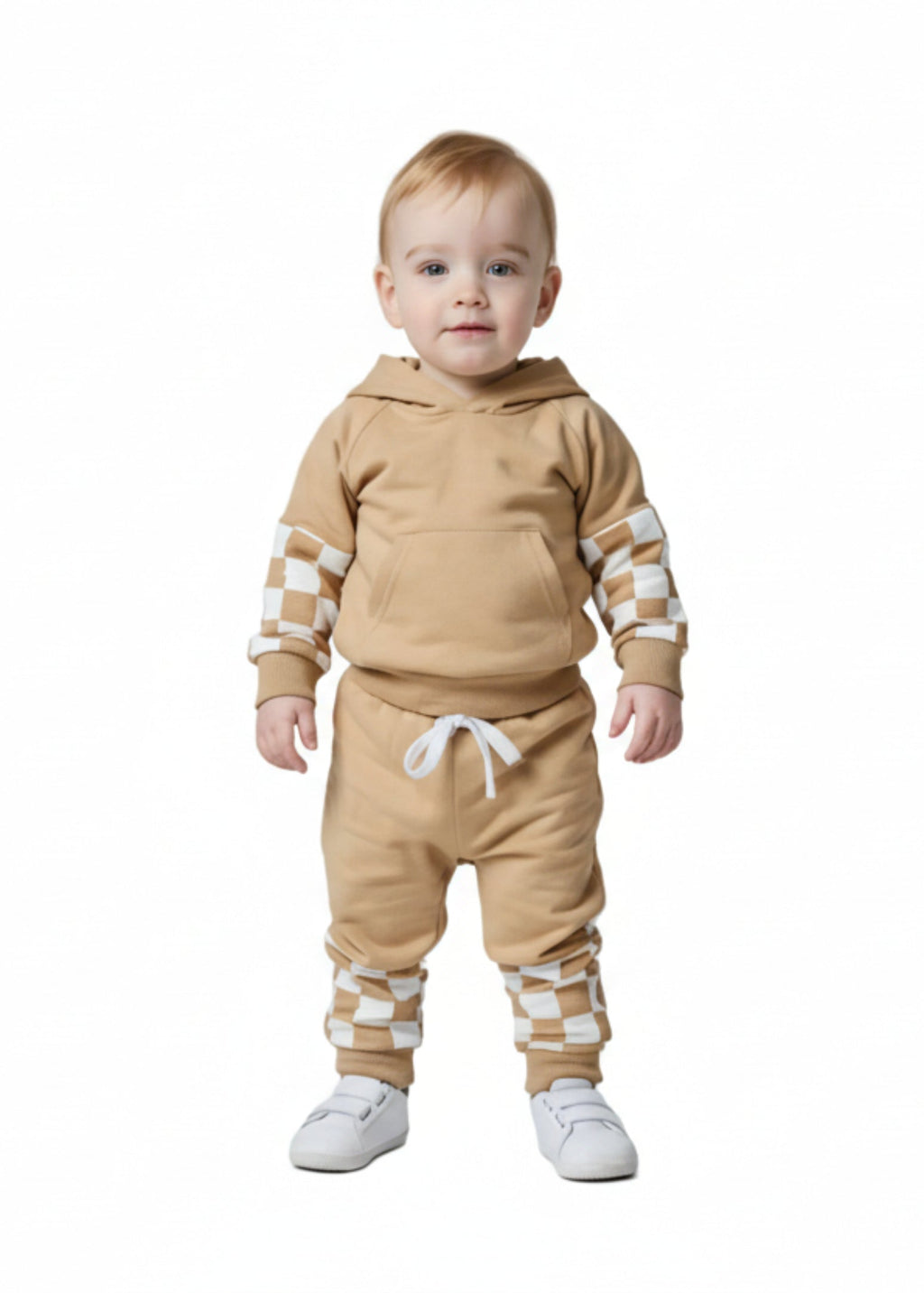 Ace Checkered Jogger Set | Neutral Toddler Fall Outfit