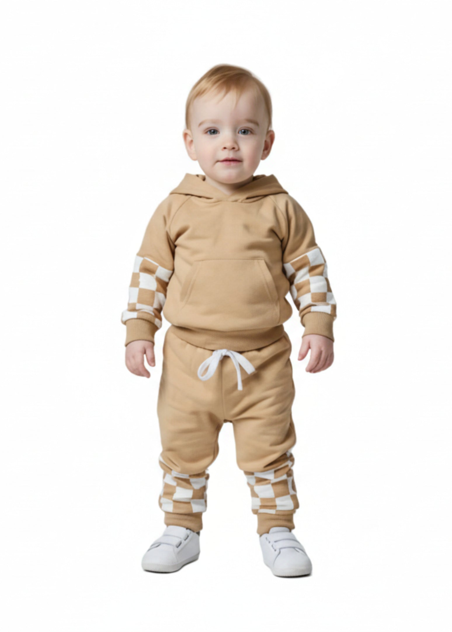 Ace Checkered Jogger Set | Neutral Toddler Fall Outfit