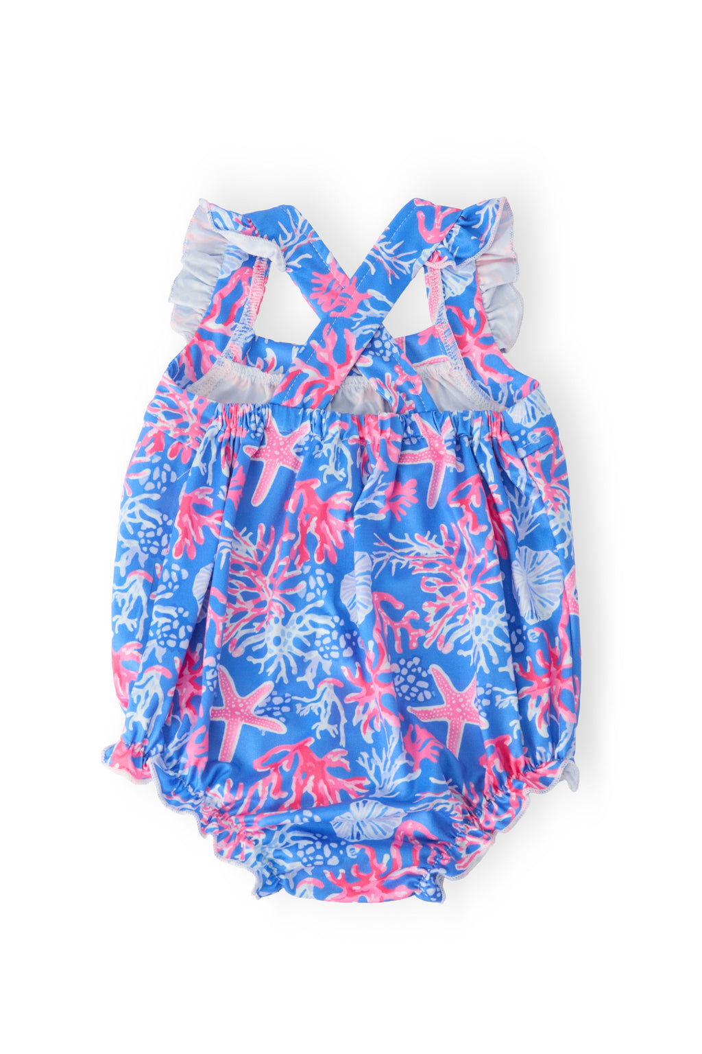 Coral Cove Ruffle Cross Back Romper