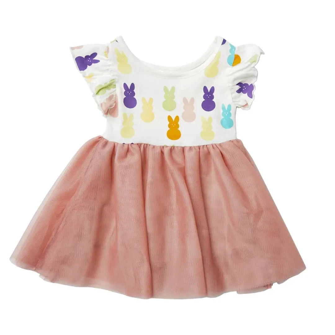 Peeps Easter Bunny Tulle Twirl Baby Dress and Girl Dress