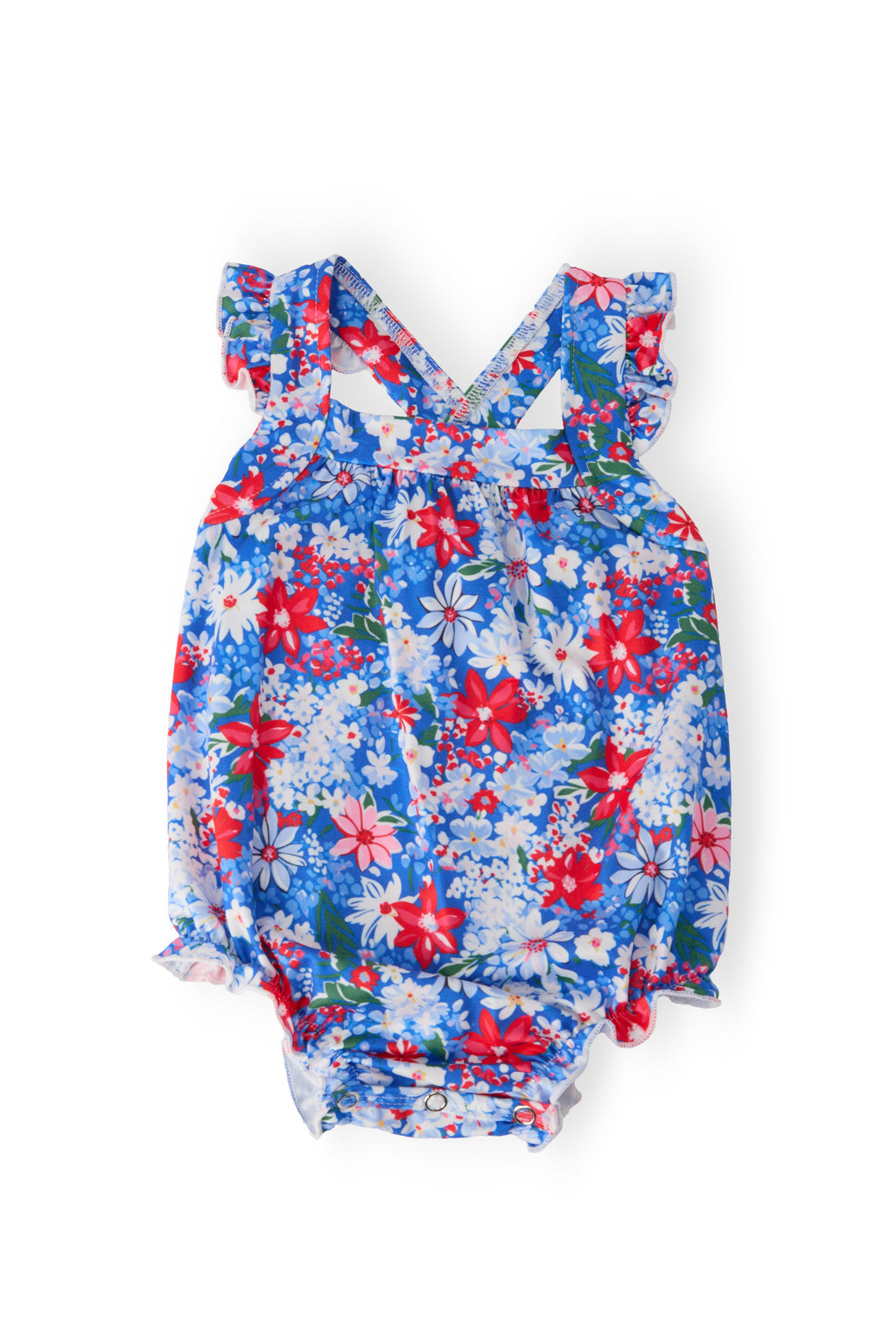 Freedom Flowers Ruffle Cross Back Romper
