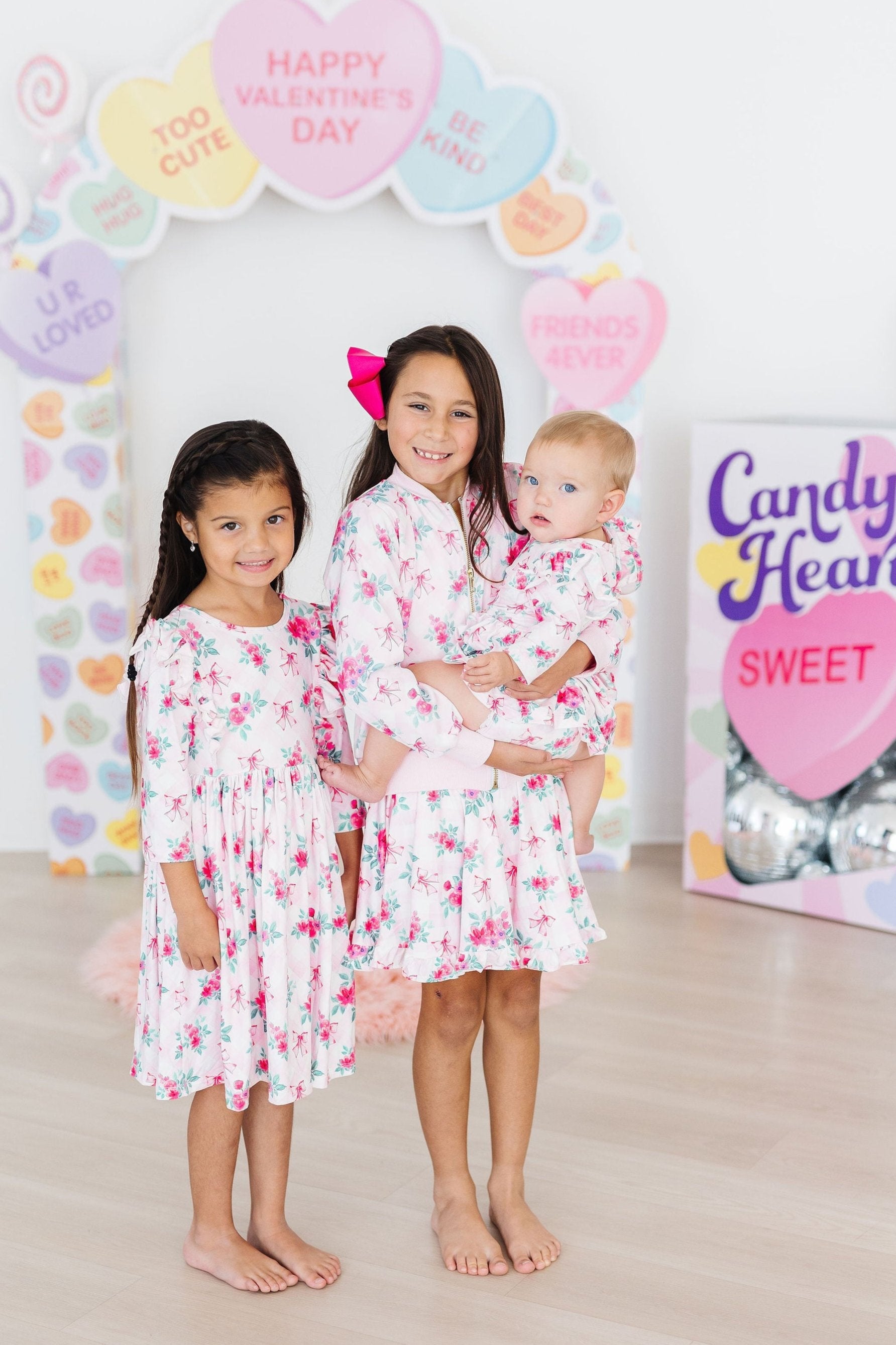 Gingham Bows 3/4 Sleeve Flutter Twirl Bodysuit