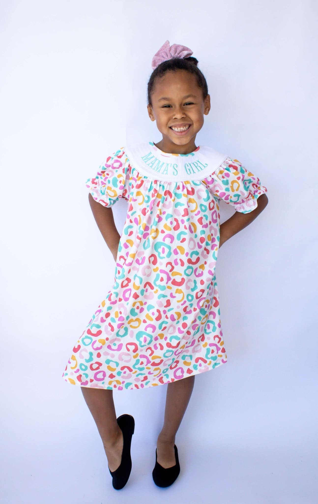 Smocked Mamas girl summer leopard Dress