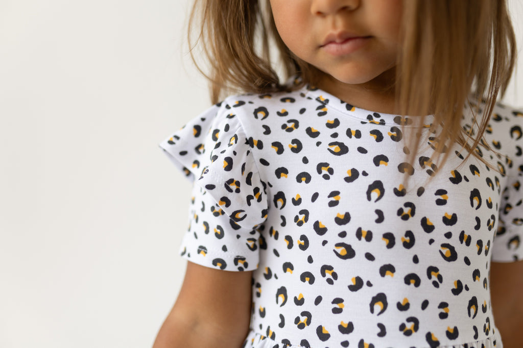 Allie Leopard Bamboo Ruffle Spin Dress