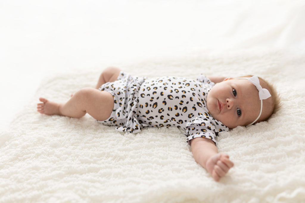 Allie Leopard Bamboo Skirted Bodysuit