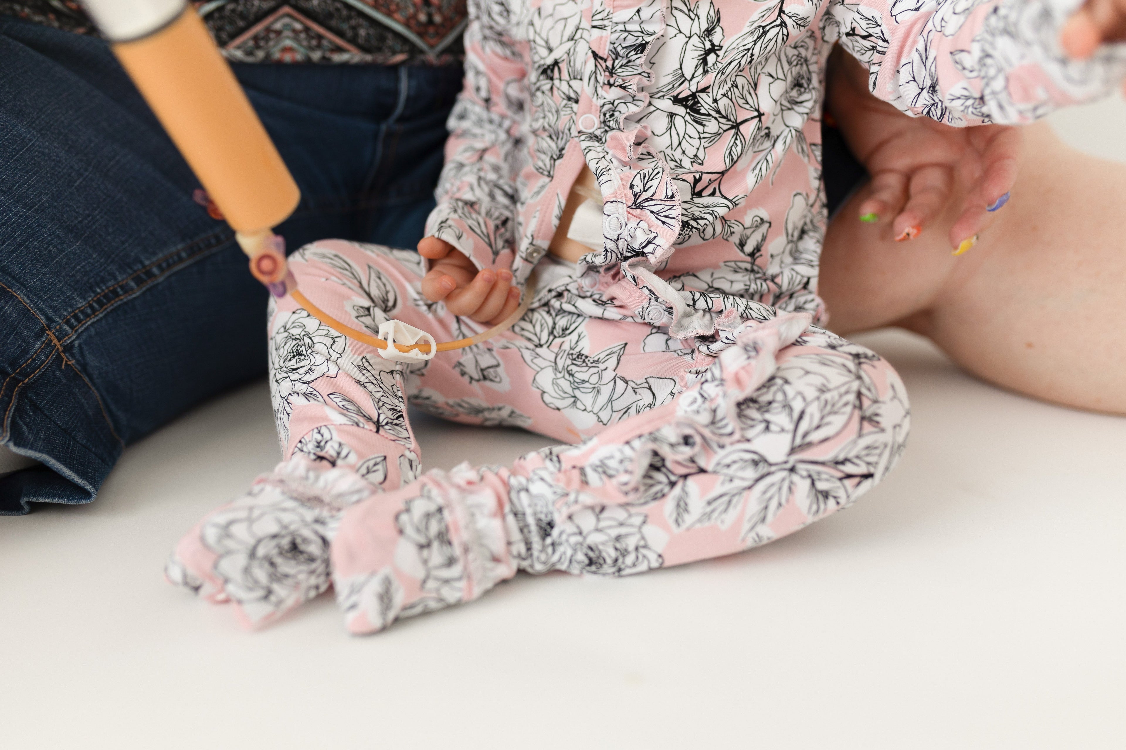 Allie Floral Bamboo Ruffle Convertible Footie (2T-4T)