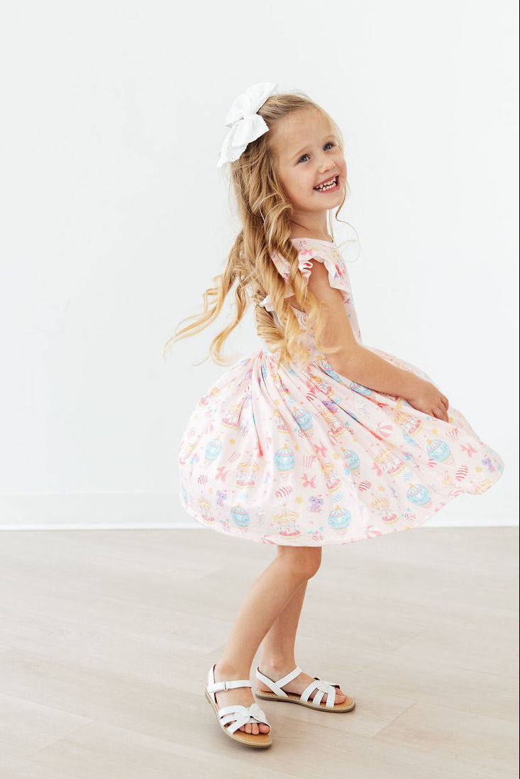 Off to the Circus Flutter Sleeve Twirl Dress