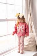 Applique Floral Bow Crewneck Sweatshirt