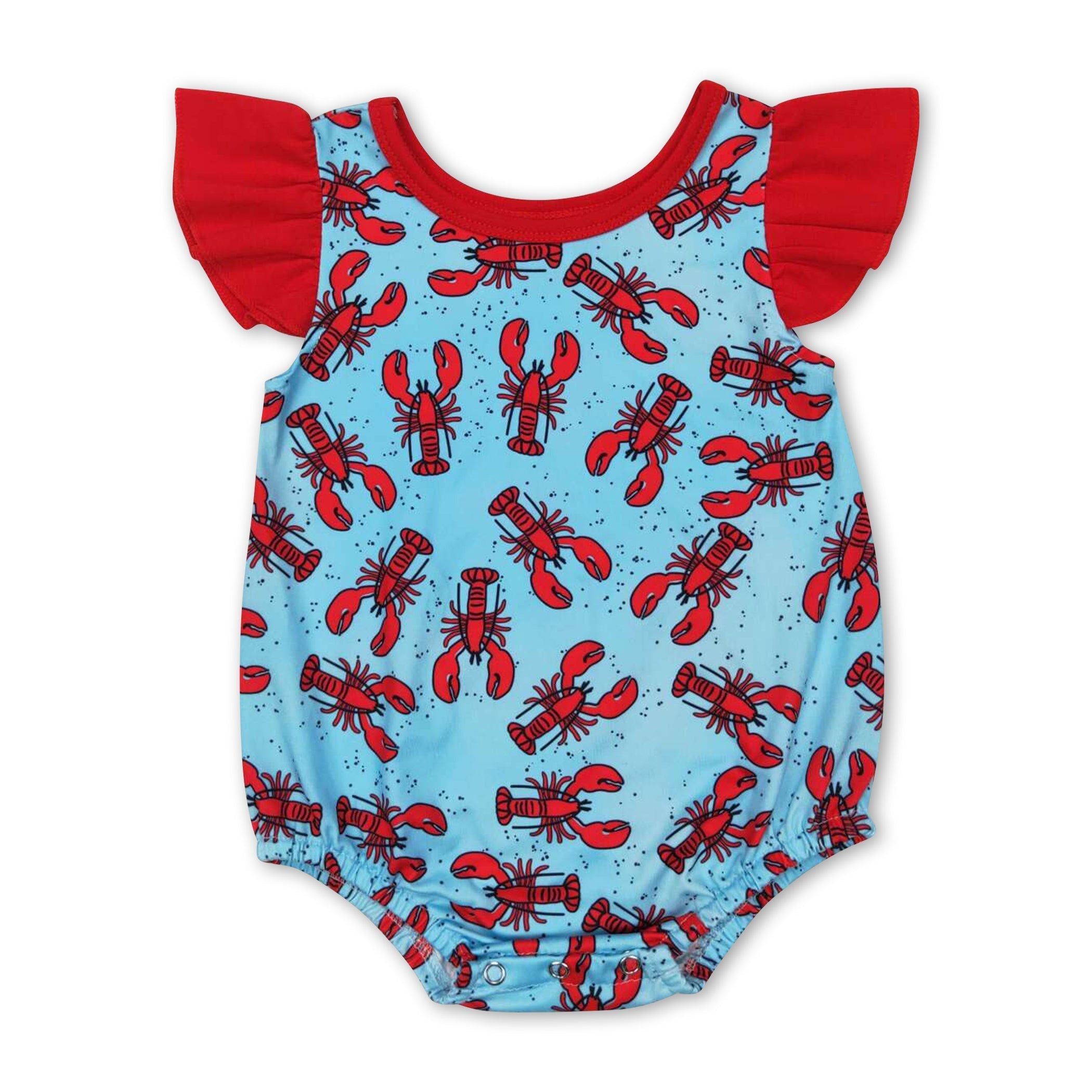 Flutter sleeves crawfish baby girls romper