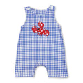Sleeveless plaid crawfish baby boy romper