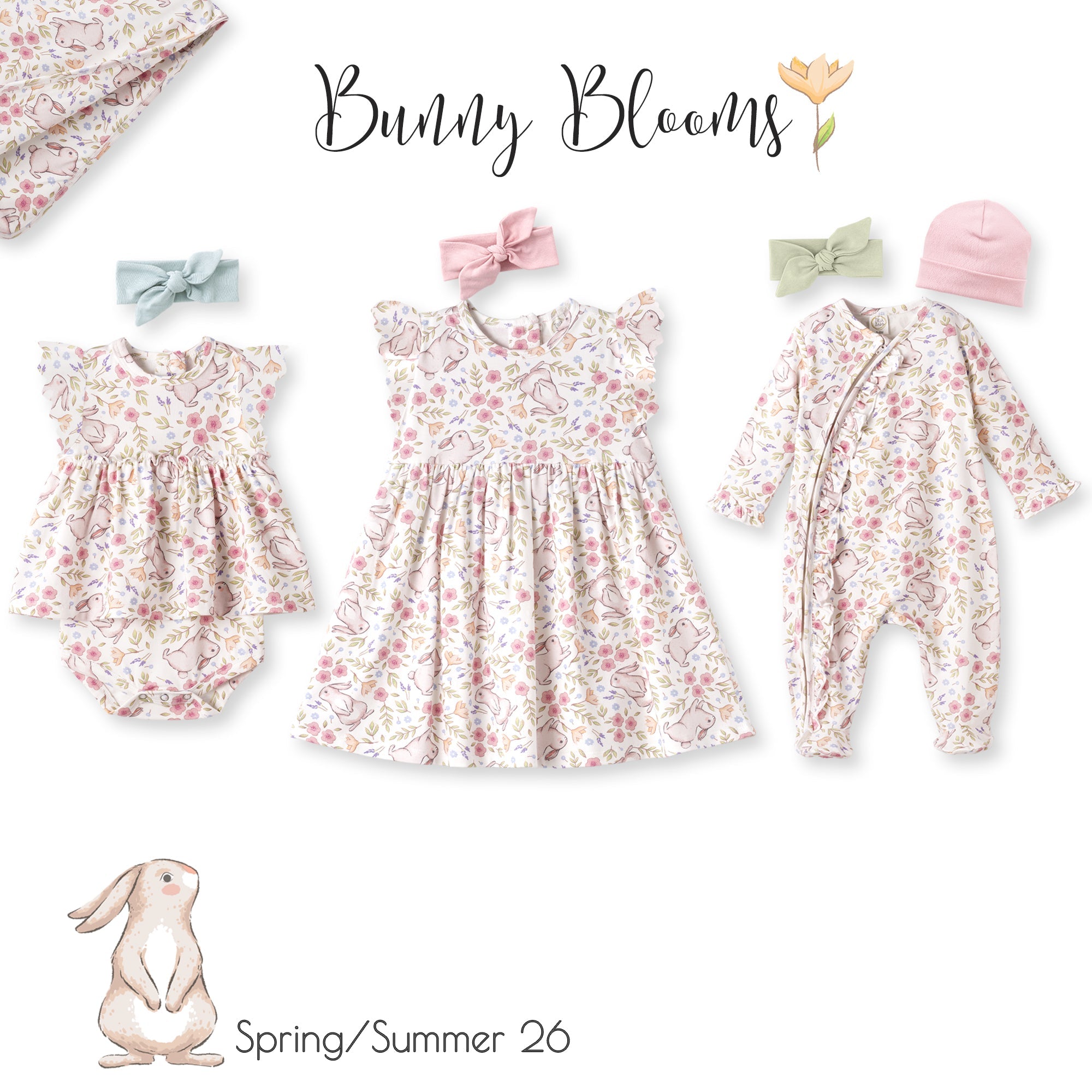 Bunny Blooms Soft Bamboo Zipper Romper for Easter