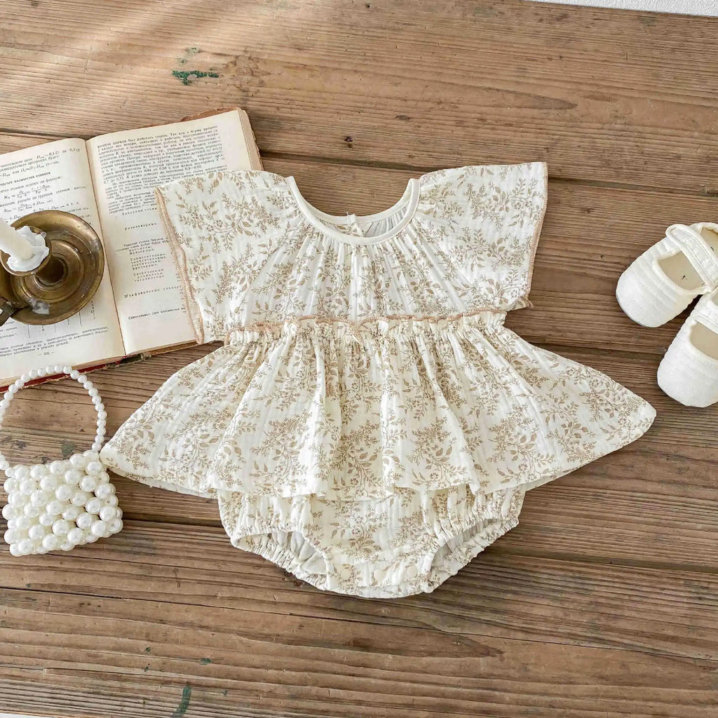 0-24M Spring Newborn Infant Baby Girls Romper Muslin Lapel Floral Rompers Kids One Piece Fashion Baby Clothing Newborn Jumpsuit