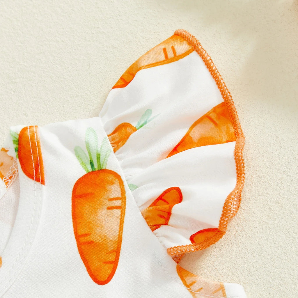 Easter Toddler Girls Dress Fashionable Carrot Print Sleeveless Round Neck Summer Dress