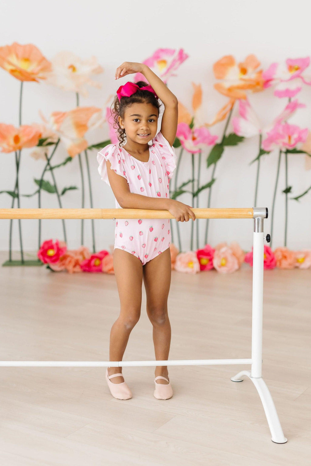 Sweet Strawberries S/S Flutter Sleeve Leotard