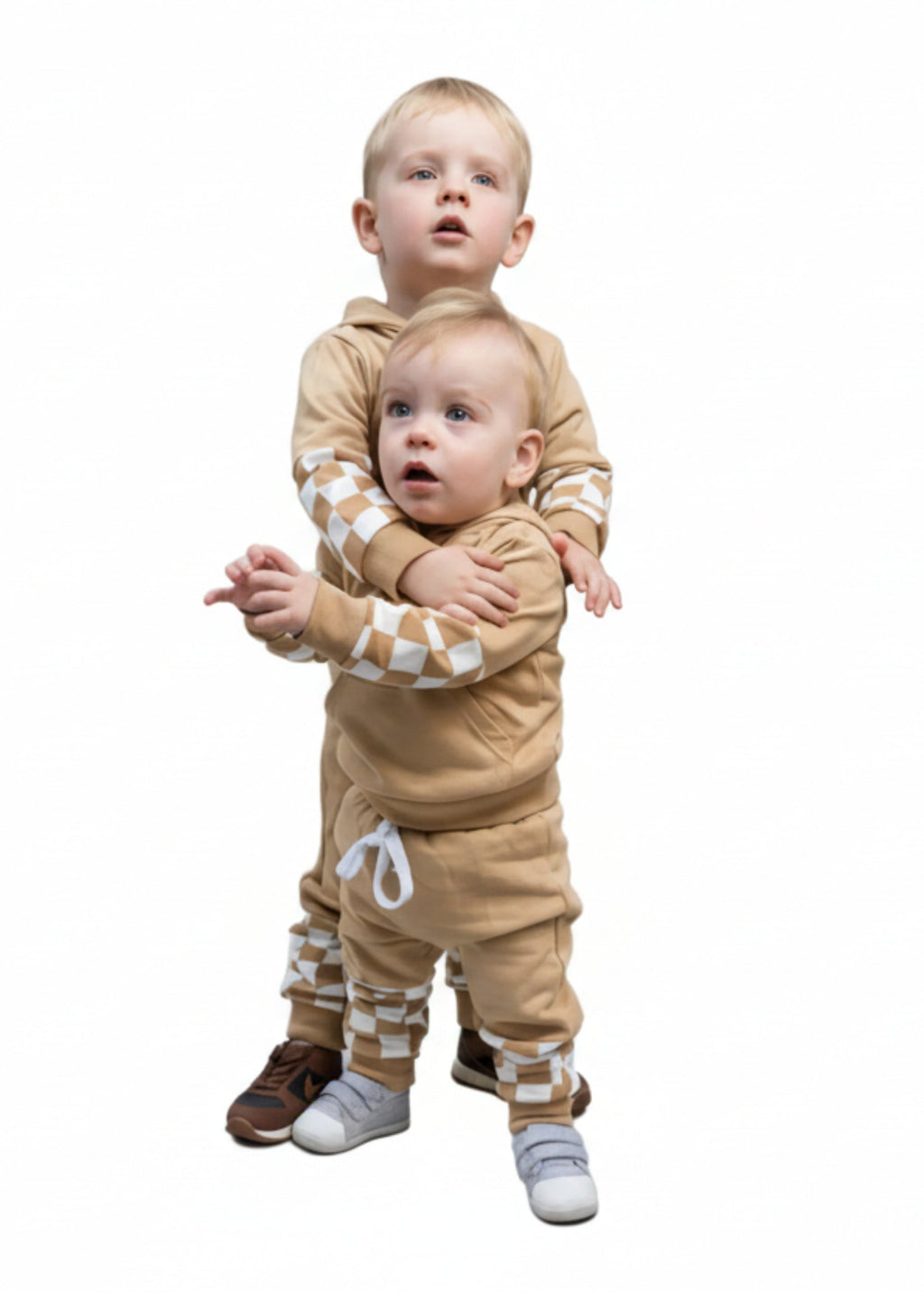 Ace Checkered Jogger Set | Neutral Toddler Fall Outfit