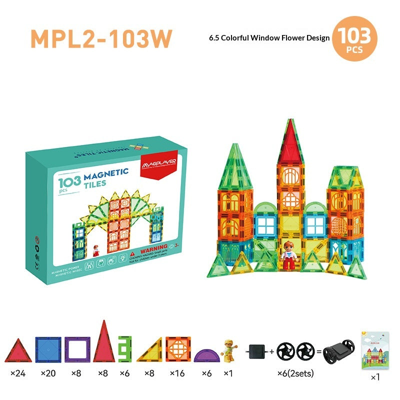 65cm Colorful Window Childrens Magnetic Building Toy  Educational Magnetic Blocks