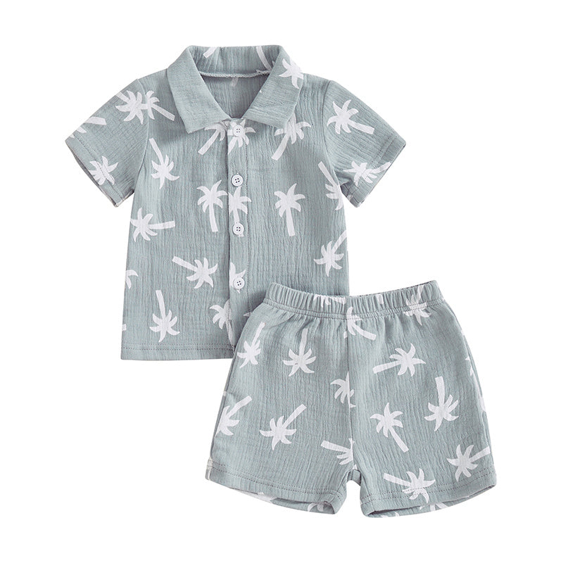 Baby Boy Beach Series Short Sleeve Blouse And Pants