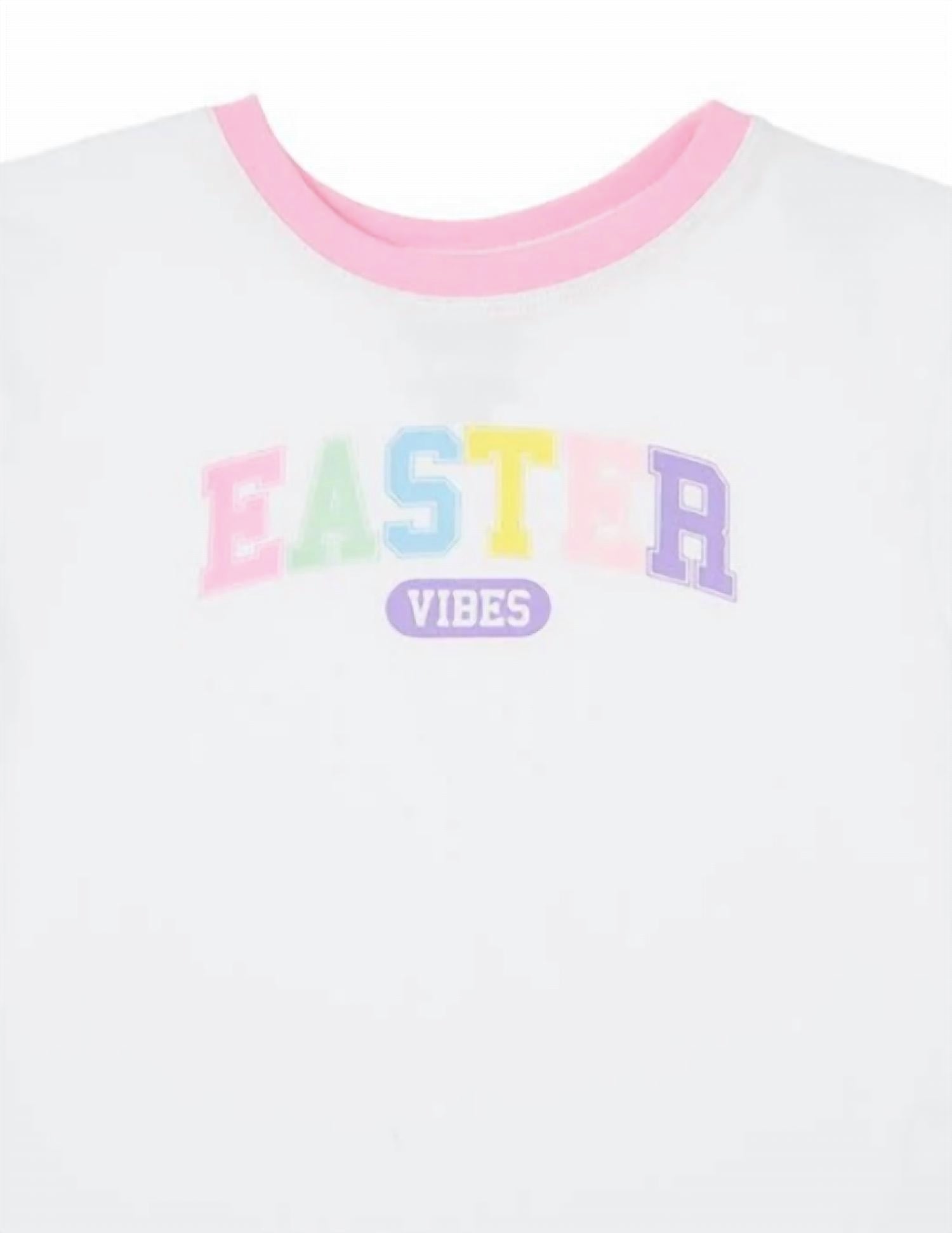 Girl's Easter Vibes Ringer Boxy Tee