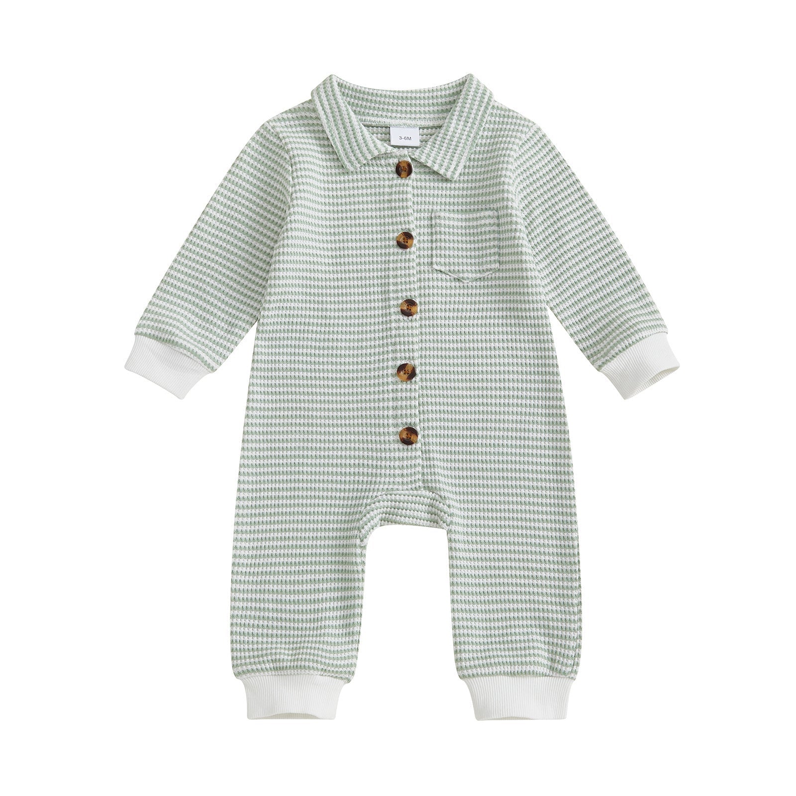 Babies' Jumpsuit Front Open Single-breasted Knitted Long Sleeve