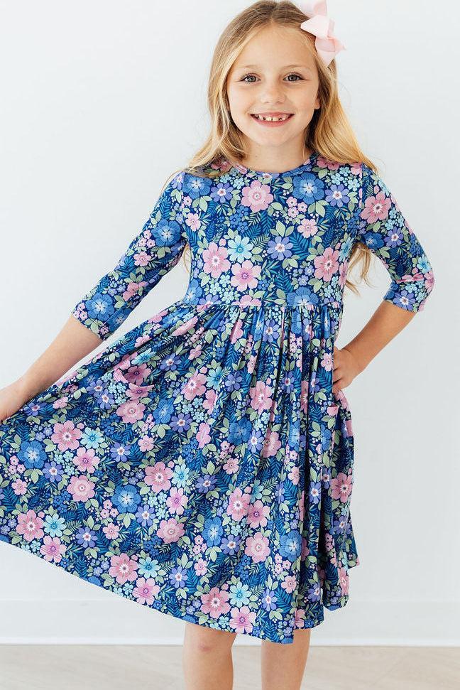 Whimsy 3/4 Sleeve Pocket Twirl Dress