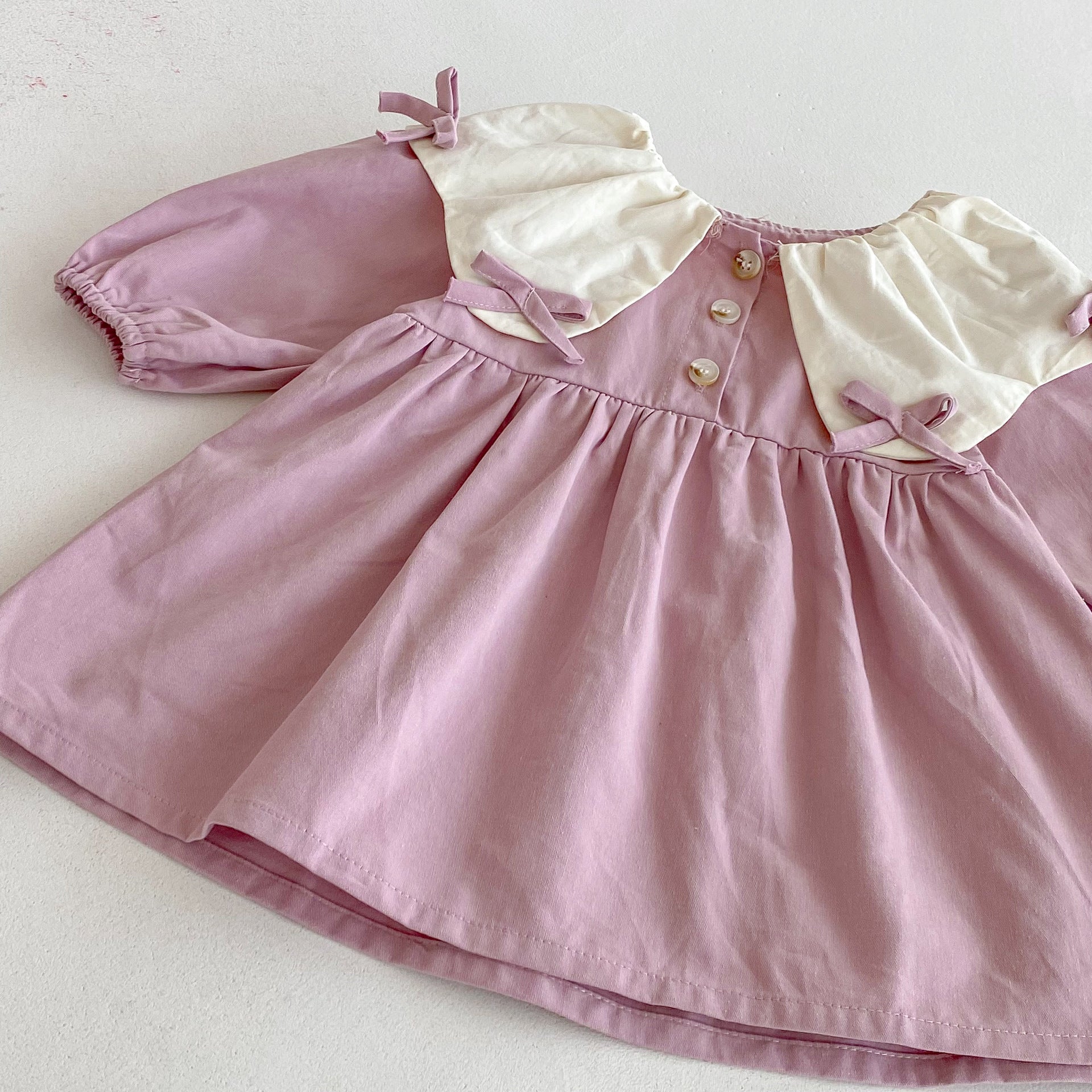 Autumn Baby Kids Girls Butterfly-bows Pattern Long-sleeved Purple