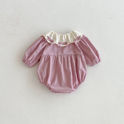 Autumn Baby Kids Girls Butterfly-bows Pattern Long-sleeved Purple