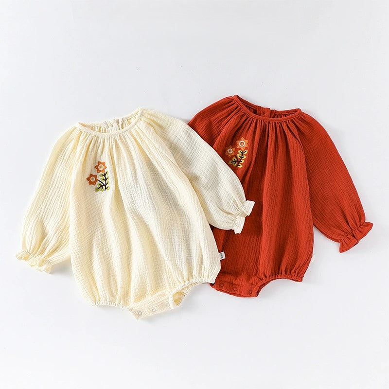 Arrival Baby Girls Long Sleeves Casual Flowers Embroidered Pattern