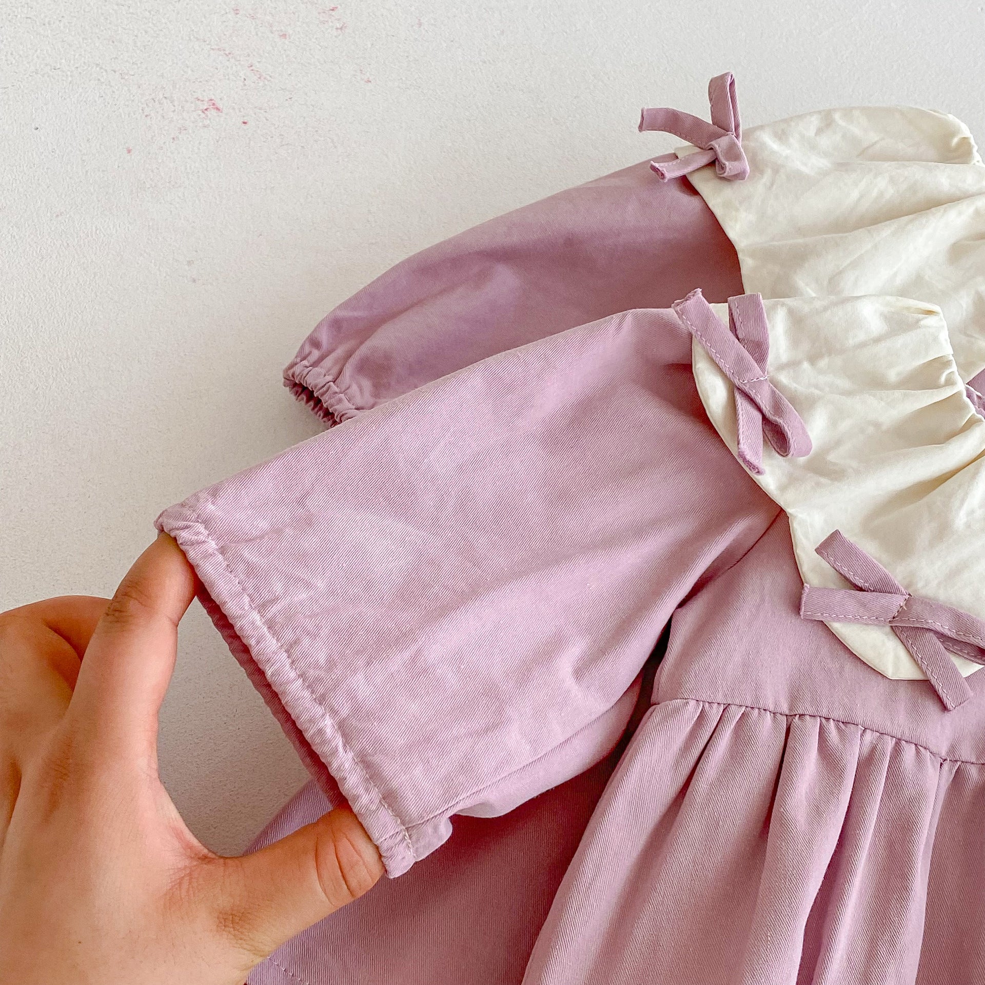 Autumn Baby Kids Girls Butterfly-bows Pattern Long-sleeved Purple